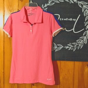 Nike Woman's Golf Shirt Polo Athletic Top sz XS Short sleeve Pink Salmon